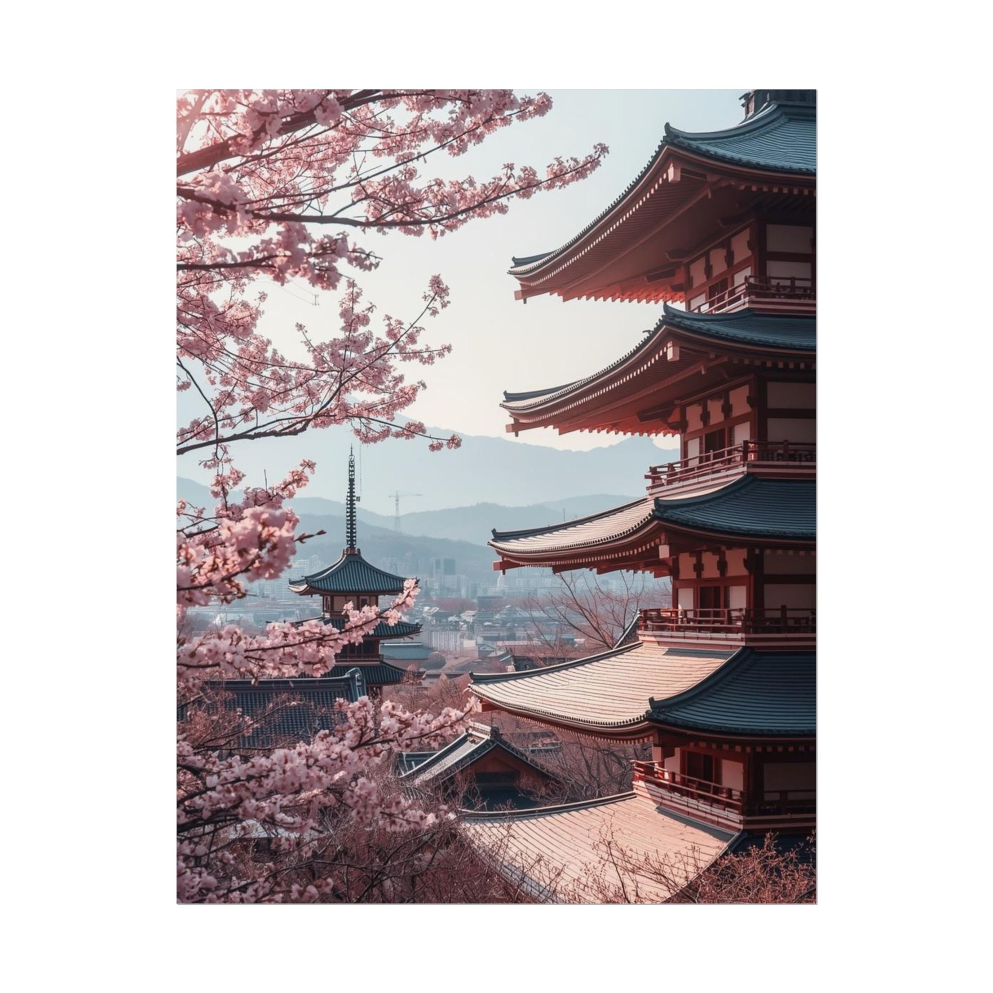 Japanese Cherry Blossom Rolled Poster Vintage Wall Art - Rosetta Creative Boutique